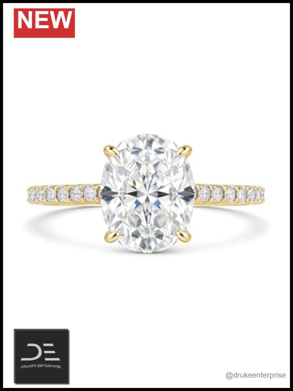 Moissanite Oval Engagement Ring 18k Gold Plated 925 Silver Women